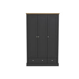 DEVON 3 DOOR 2 DRAWER WARDROBE CHARCOAL