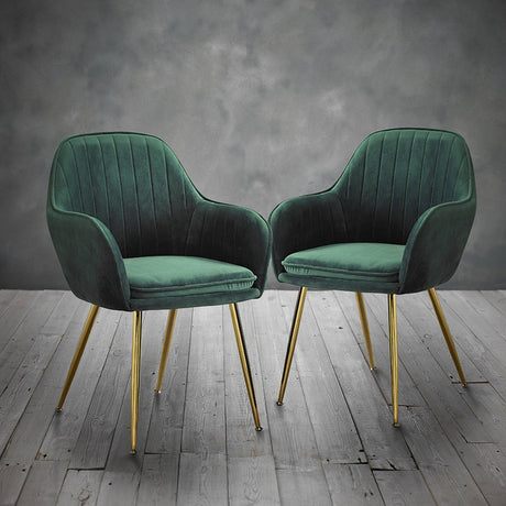 LARA DINING CHAIR FOREST GREEN WITH GOLD LEGS ((PACK OF 2)