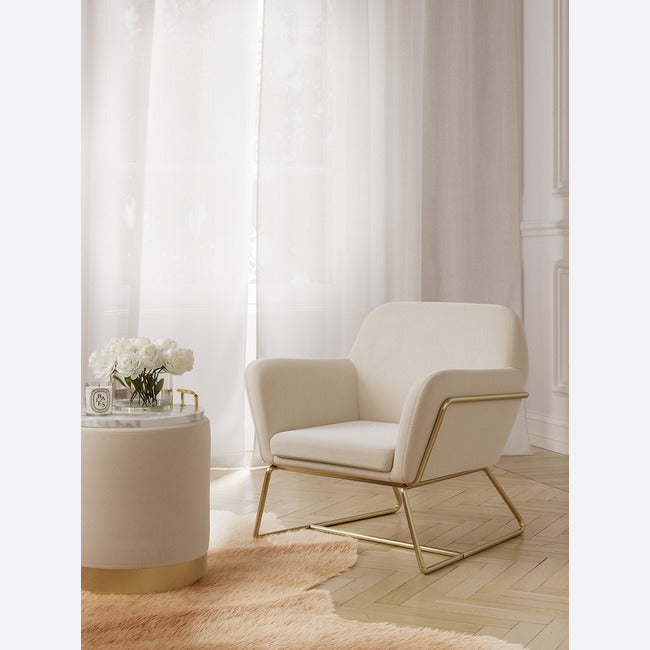 LARA POUFFE CREAM VELVET SMALL