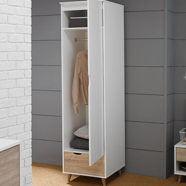 STOCKHOLM 1 DOOR WARDROBE WHITE-OAK