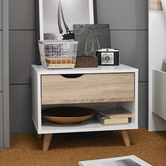 STOCKHOLM 1 DRAWER BEDSIDE WHITE-OAK