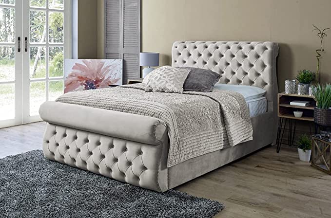 Upholstered Swan Sleigh Bed