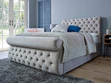 Upholstered Swan Sleigh Bed